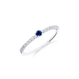 Anillo Fino con Zafiro y Diamantes en Oro Blanco