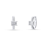 Pendientes de Aro Mini con Diamantes Talla Baguette en Oro Blanco