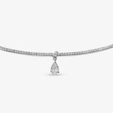 Collar Choker de Diamantes y Oro Blanco con Diamante Colgante