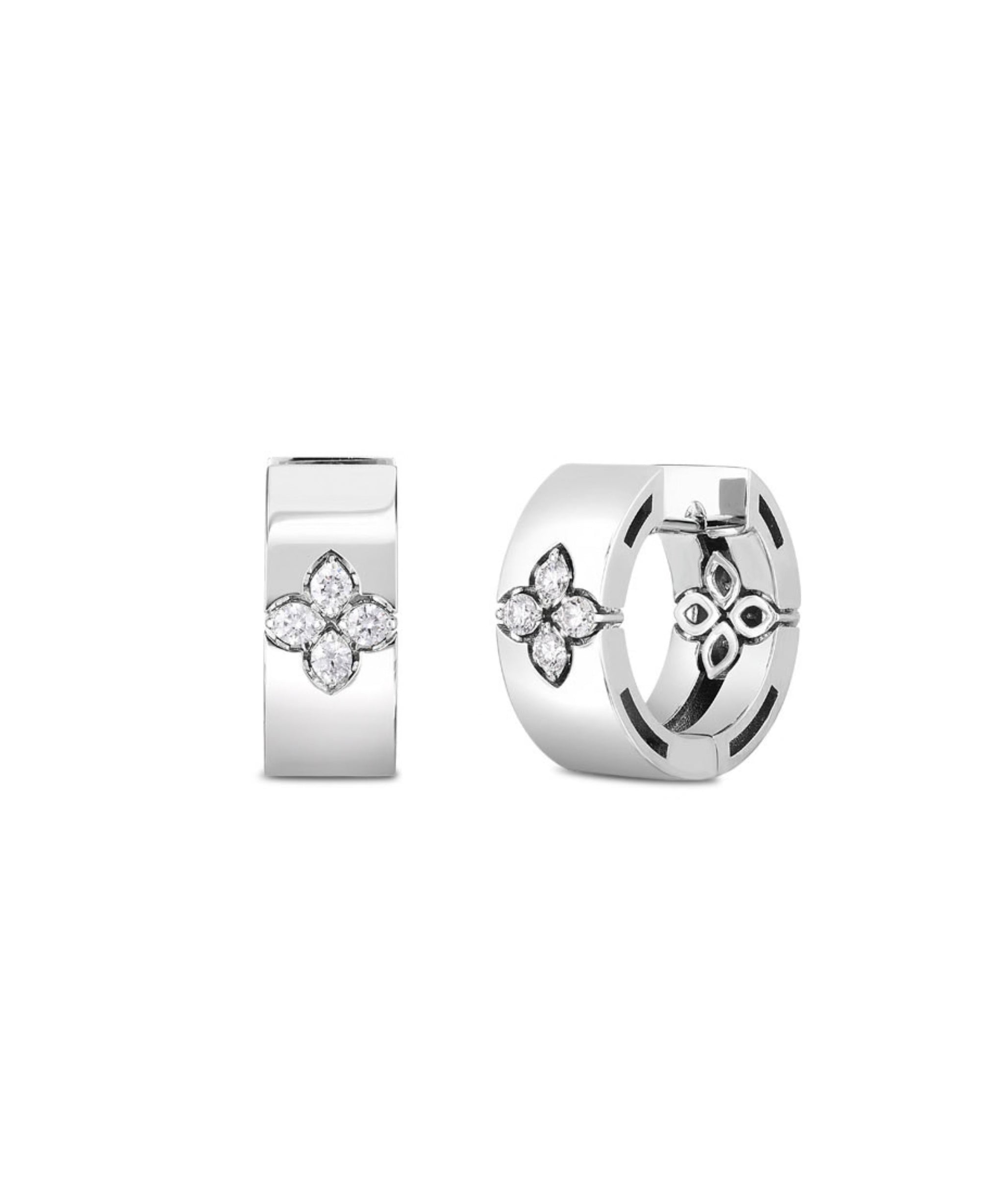 Pendientes de aro mini Roberto Coin Love In Verona Oro Blanco 18k y Diamantes | ADR888EA2011-W