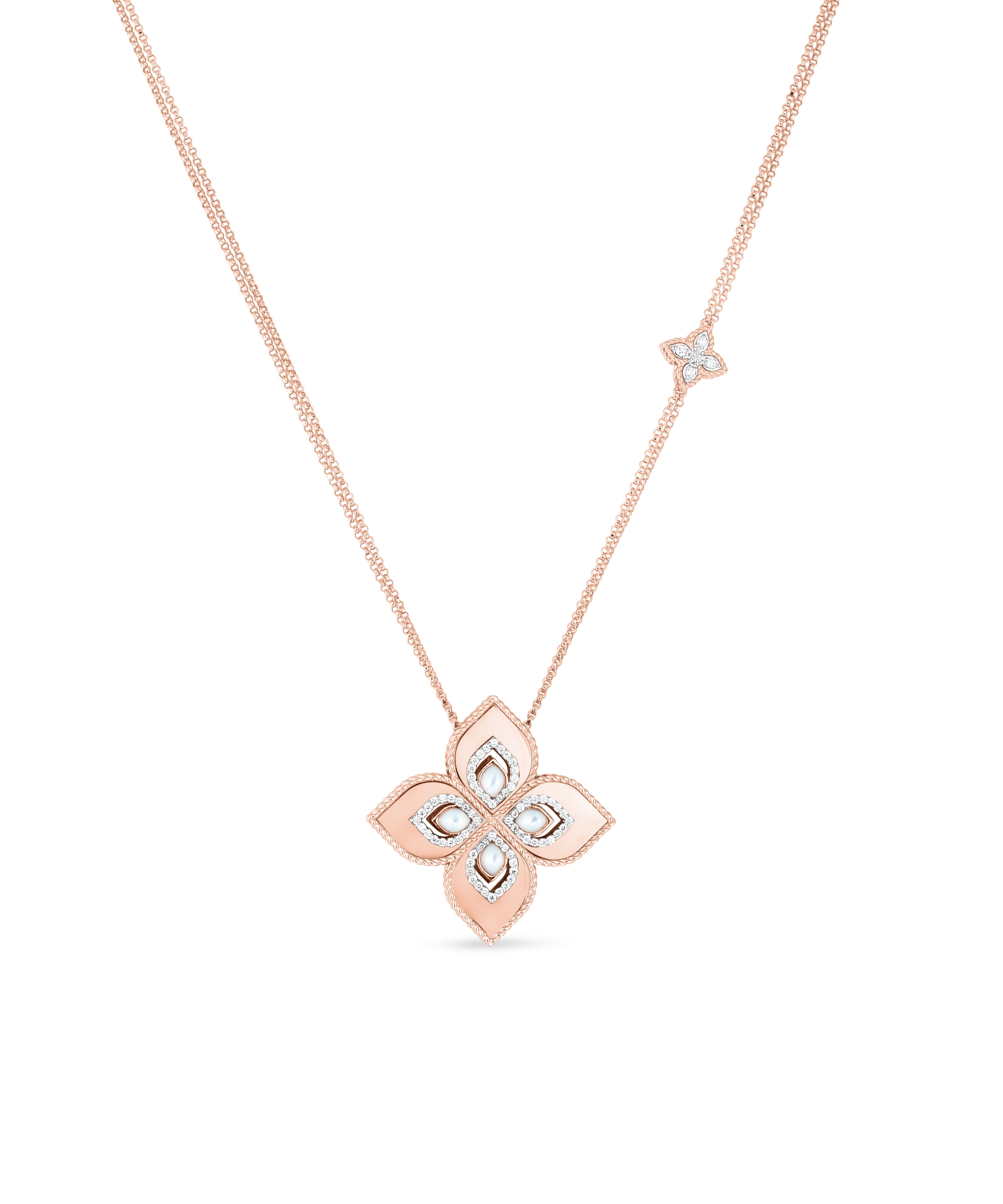 Collar Roberto Coin Princess Flower Oro Rosa 18K y Diamantes | ADV777CL1071