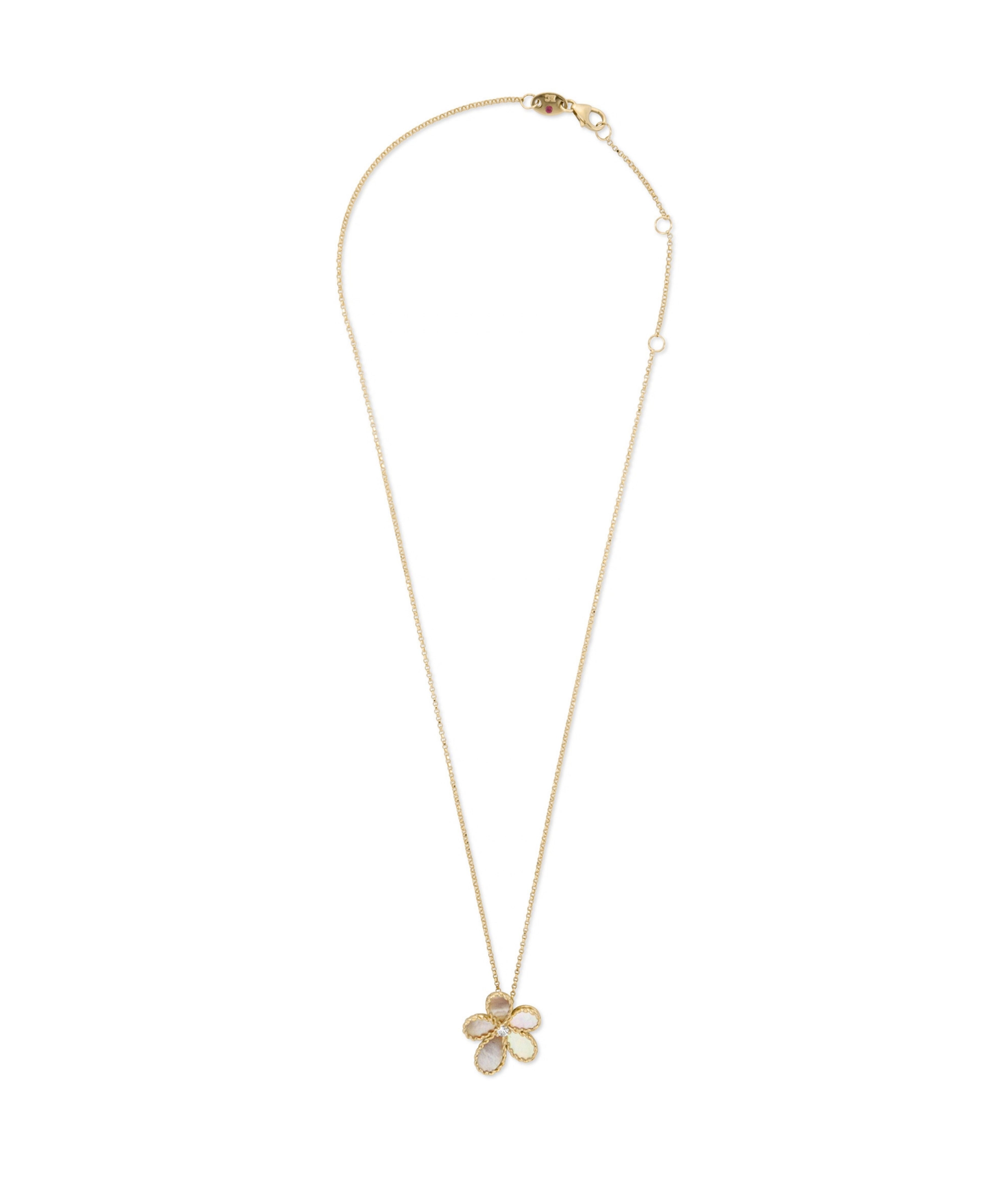 Colgante Roberto Coin Jasmine Oro Amarillo 18K Nácar y Diamantes | ADV777CL3646