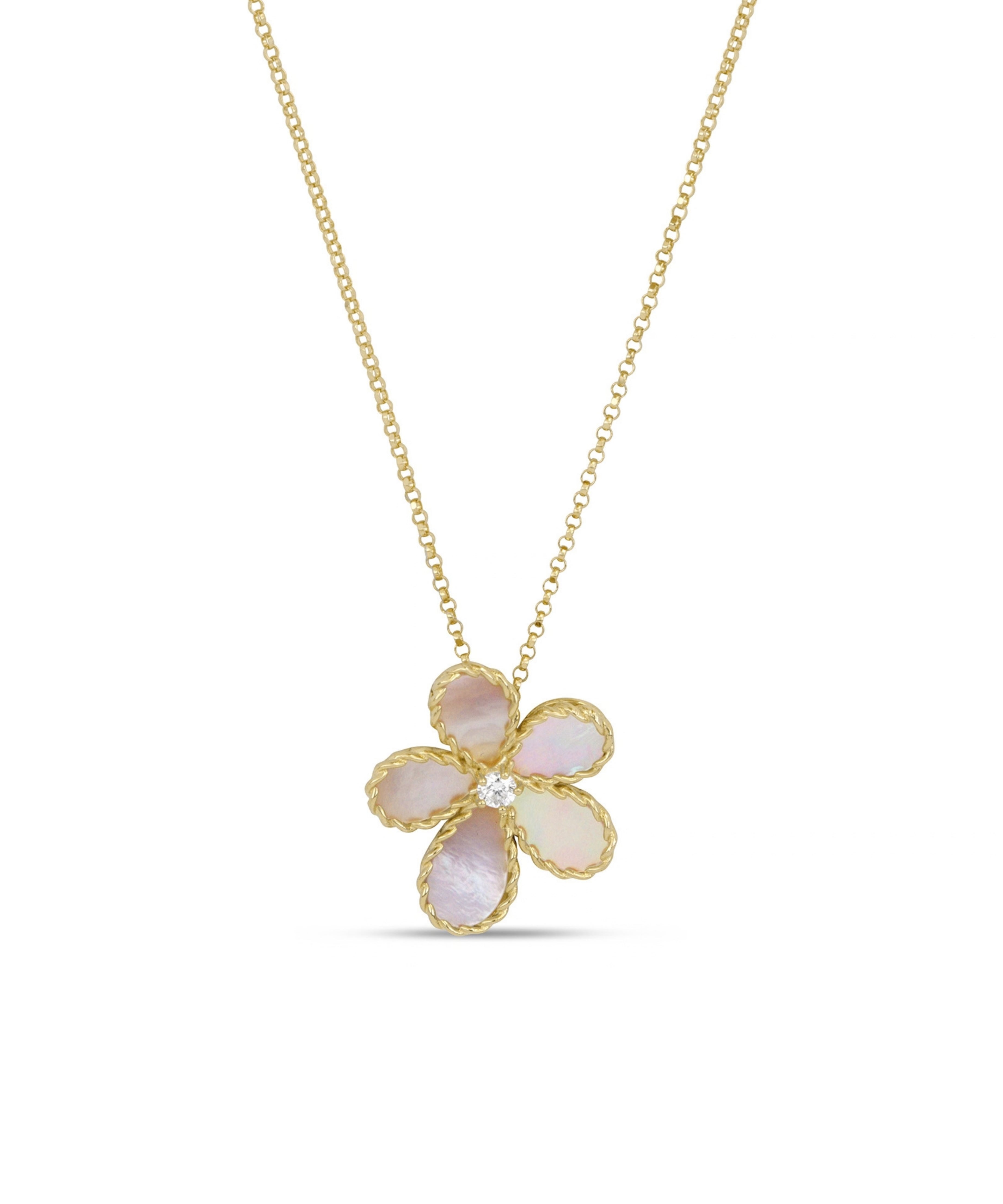 Colgante Roberto Coin Jasmine Oro Amarillo 18K Nácar y Diamantes | ADV777CL3646