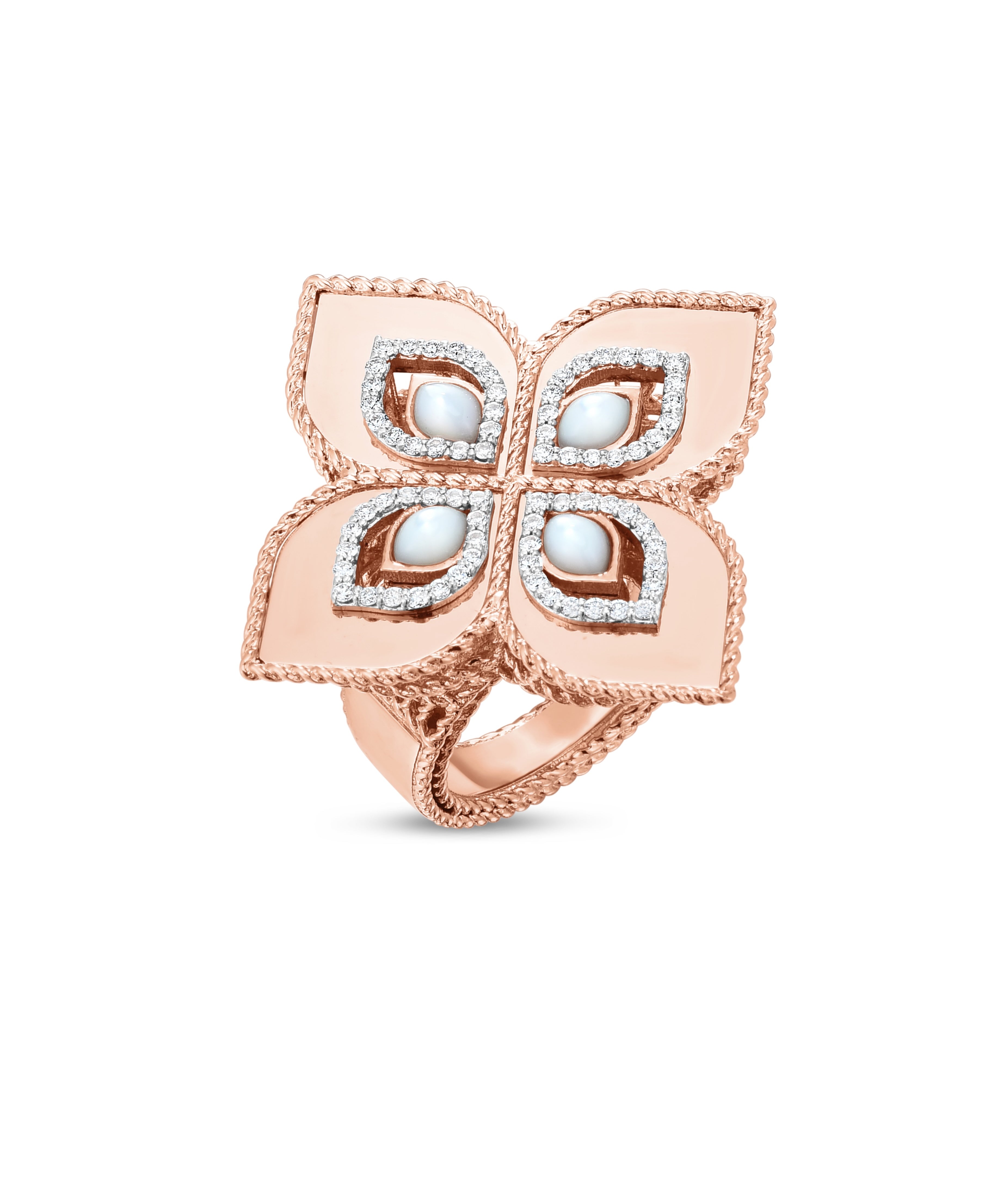 Anillo Roberto Coin Princess Flower Oro Rosa 18K y Diamantes | ADV777RI1138