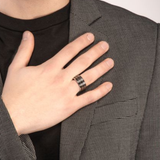 Anillo Marco Dal Maso Acies Band en Plata Pulida y Esmalte Negro | AGAN39-01WHEN