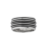 Anillo Marco Dal Maso Acies Band en Plata Pulida y Esmalte Negro | AGAN39-01WHEN