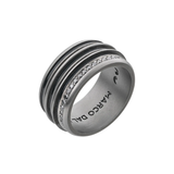 Anillo Marco Dal Maso Acies Gemstone Band en Plata Oxidada y Diamantes Negros | AGAN59-01BLS