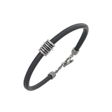 Pulsera Marco Dal Maso Acies Sliding en Plata Oxidada, Esmalte y Cuero | AGBR0119-01BVPN1E