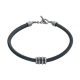 Pulsera Marco Dal Maso Acies Sliding en Plata Oxidada, Esmalte y Cuero | AGBR0119-01BVPN1E