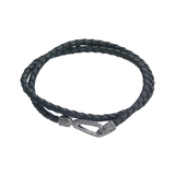 Pulsera Marco Dal Maso Lash Gemstone Double Wrap con Diamantes Negros y Cuero | AGBR0131-01BVPN2