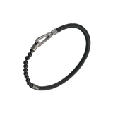 Pulsera Marco Dal Maso Lash Beaded en Ónice y Cuero Negro | AGBR0141-01BVPN1