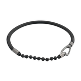 Pulsera Marco Dal Maso Lash Beaded en Ónice y Cuero Negro | AGBR0141-01BVPN1