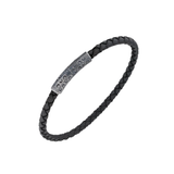 Pulsera Marco Dal Maso Lash Slim con Cierre de Cilindro en Plata y Cuero Negro | AGBR34-01BVPN2