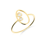 Anillo Fino Oval con Dos Diamantes en Oro Amarillo