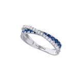 Anillo Cruz LECARRÉ Oro Blanco 18K con Zafiros Azules y Diamantes | GA199ZA
