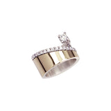 Anillo DELCERRO Oro y Plata Diagonal Pavé Blanco | 10951B