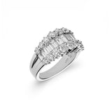 Anillo Oro Blanco Multiples Diamantes en Talla Baguette y Brillante