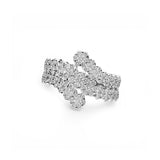 Anillo Triple Banda Oro Blanco con Rosetas de Diamantes