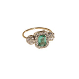 Anillo DELCERRO Oro y Plata Octógono Verde Ilusión | 11008
