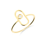 Anillo Fino Oval con Diamante en Oro Amarillo
