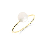 Anillo Fino con Perla M en Oro Amarillo