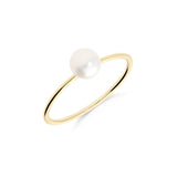 Anillo Fino con Perla S en Oro Amarillo