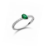 Anillo Esmeralda Talla Pera y Diamantes