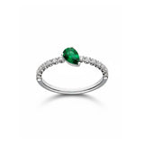 Anillo Esmeralda de frente Talla Pera y Diamantes