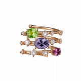 Anillo Flexible en Oro Rosa y Titanio con Piedras de Color