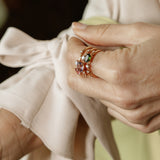 Anillo Flexible en Oro Rosa y Titanio con Piedras de Color 