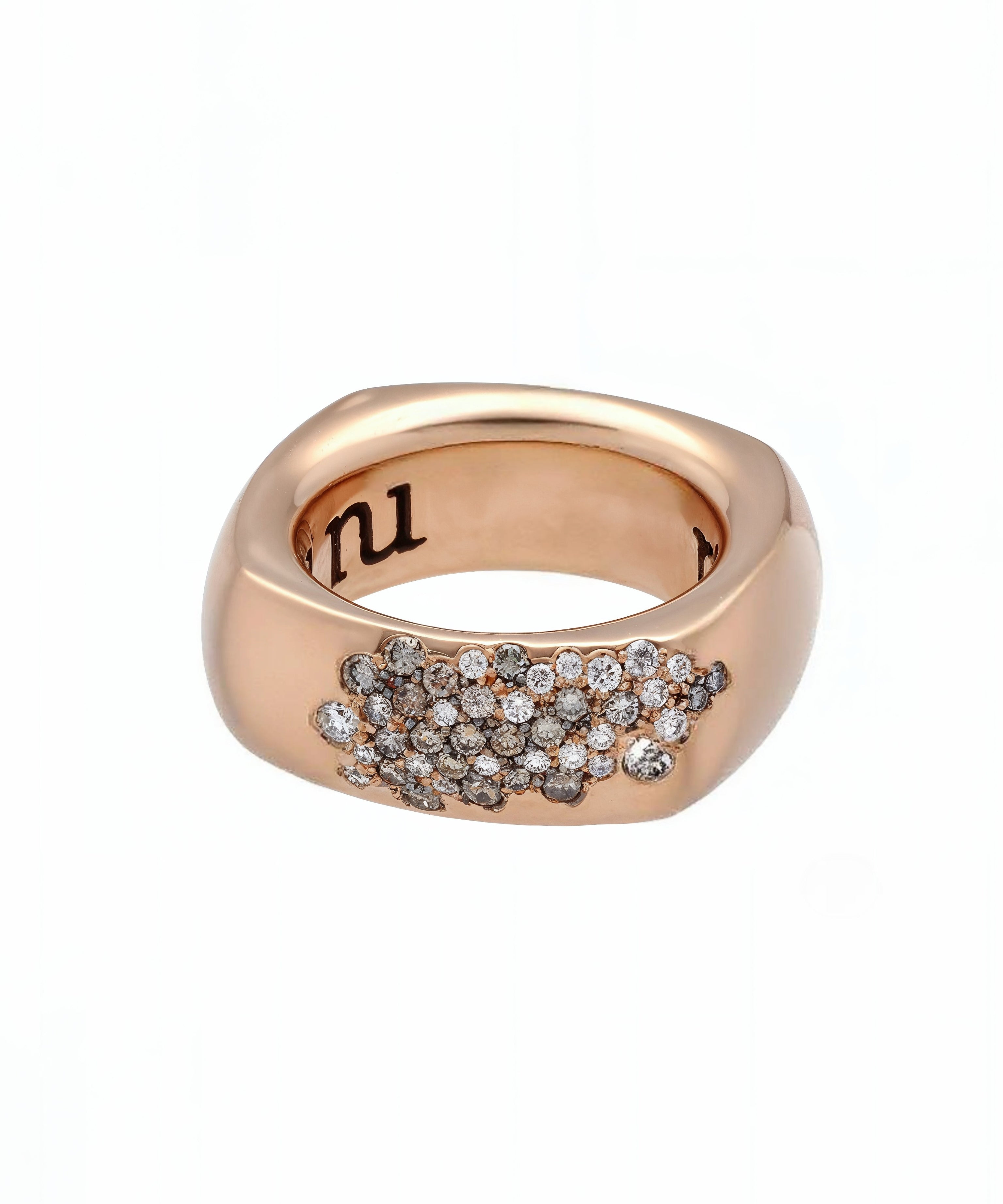 Anillo Pavé de Diamantes Blancos y Brown en Oro Rosa
