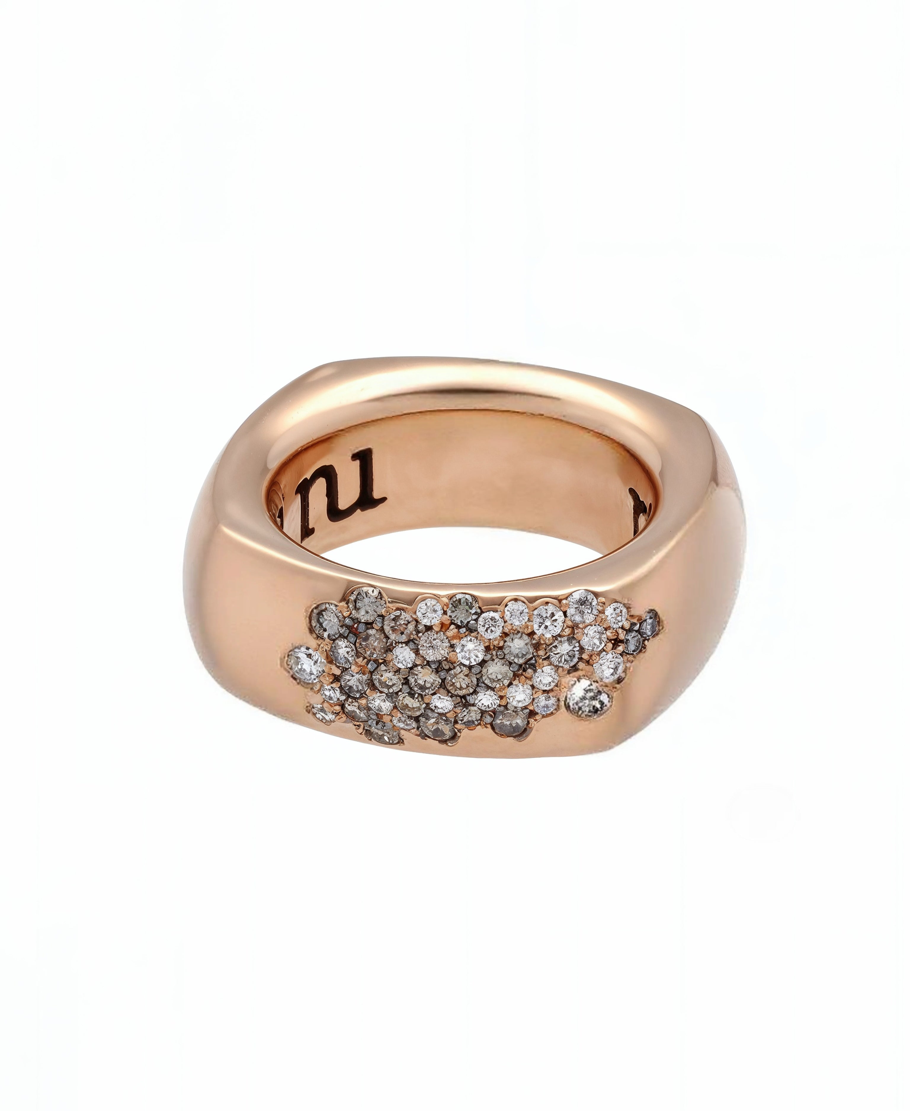 Anillo Pavé de Diamantes Blancos y Brown en Oro Rosa
