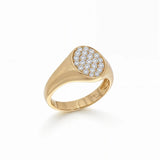 Anillo Pinky Sello Oval de Diamantes en Oro Amarillo