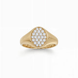 Anillo Pinky Sello Oval de Diamantes en Oro Amarillo