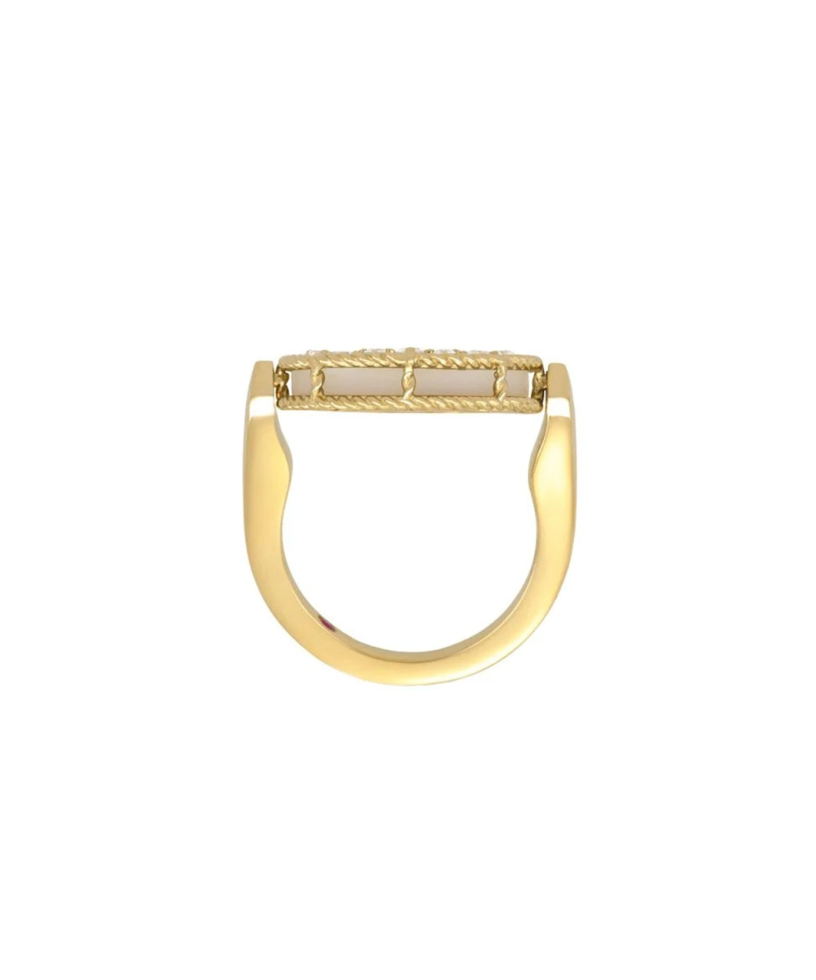 Anillo Venetian Medallions en oro amarillo de 18 quilates con nacar y diamantes