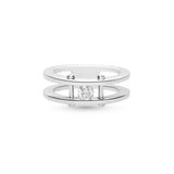 Anillo doble banda con diamante central en oro blanco de 18 kt de joyeria calvo.