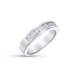Anillo Media Alianza Oro blanco 18k con 7 diamantes