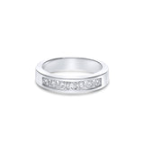 Anillo Media Alianza Oro blanco 18k con 7 diamantes