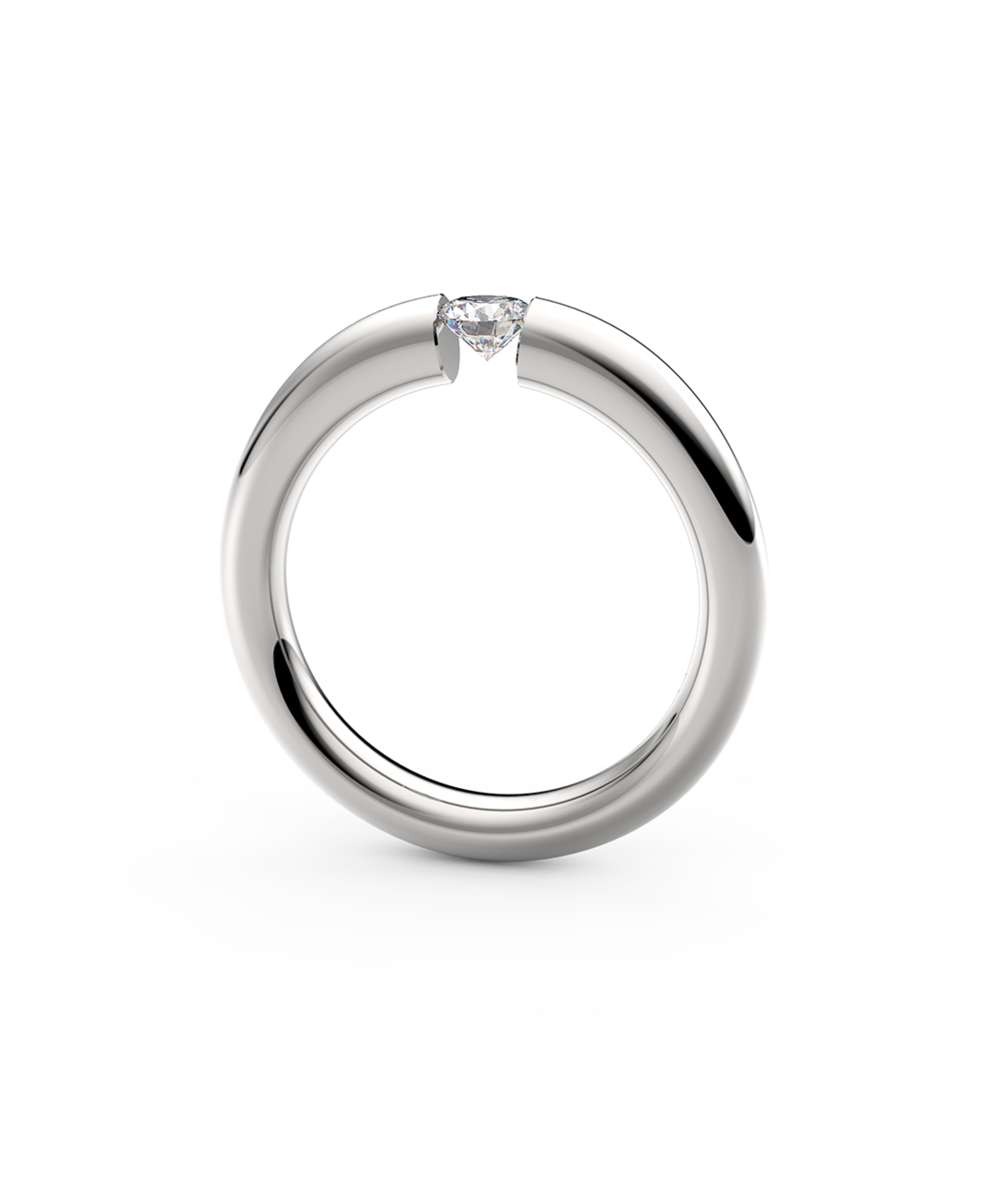 Anillo solitario de diamante de 0,30 quilates en oro blanco con aro redondeado estilo Dúa Lipa.