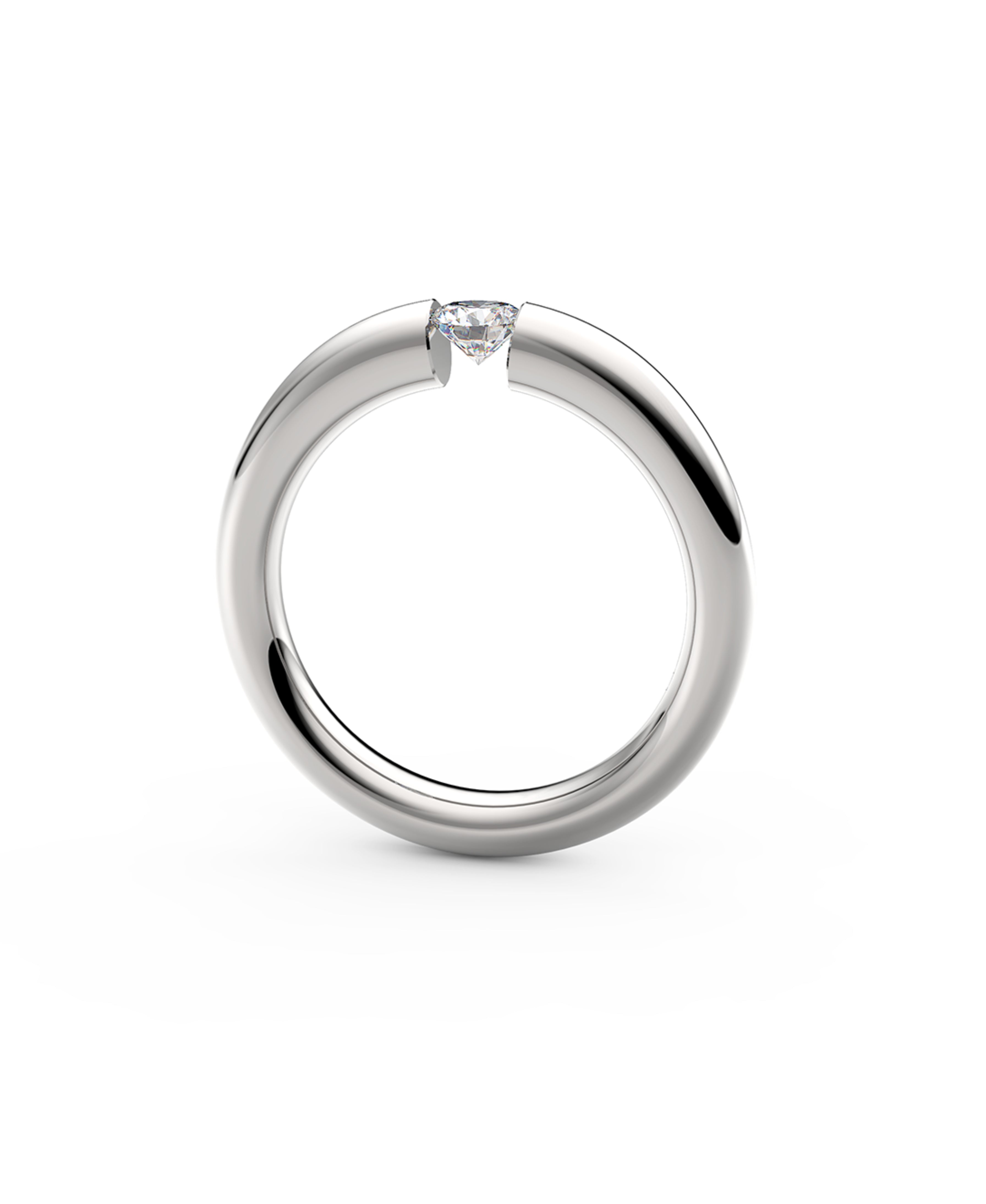 Anillo solitario de diamante de 0,30 quilates en oro blanco con aro redondeado estilo Dúa Lipa.