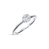 Anillo de Compromiso Solitario Illusion Oro Blanco 18k con Diamantes
