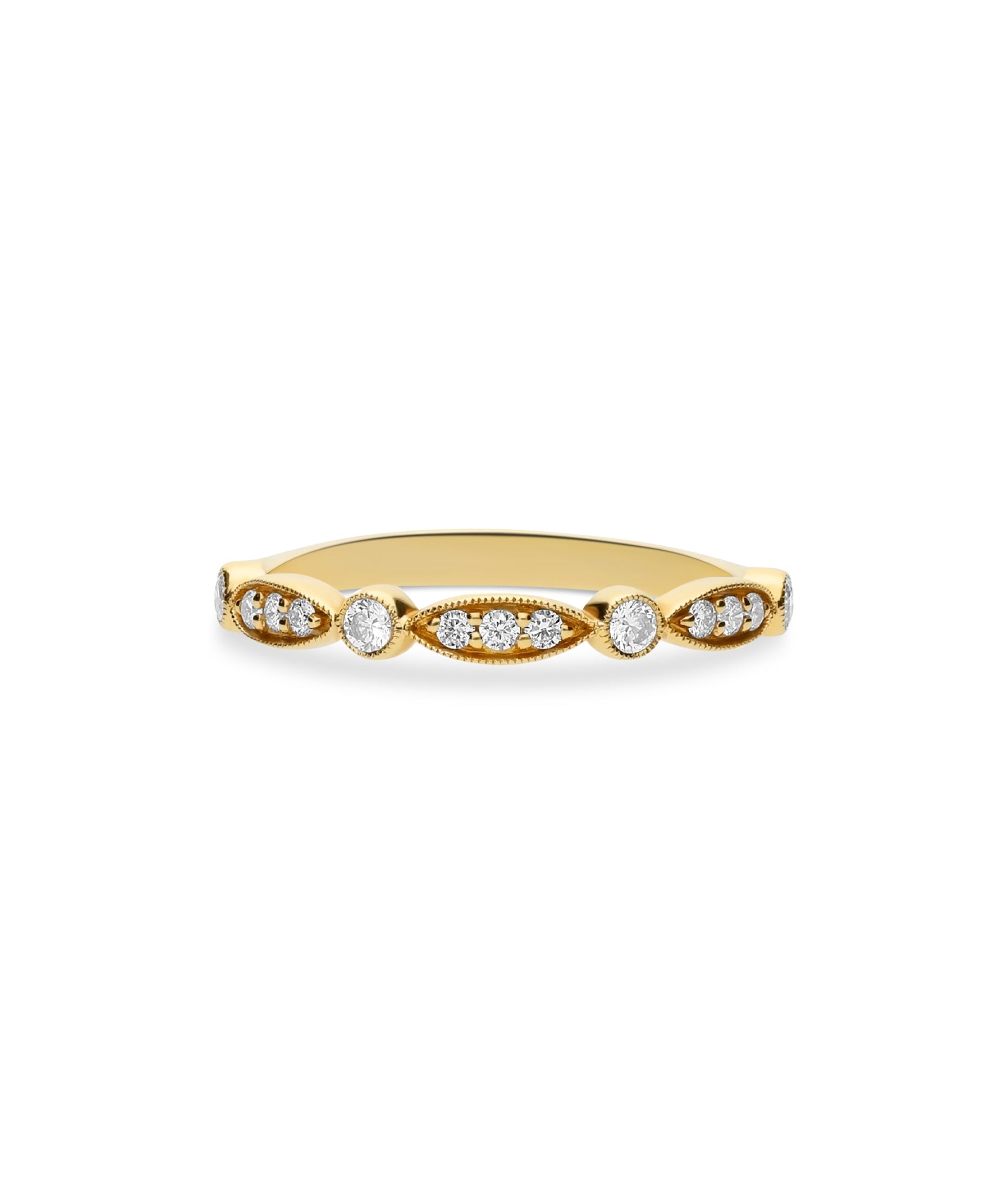 Anllo Fino Geométrico Oro Amarillo y Diamantes