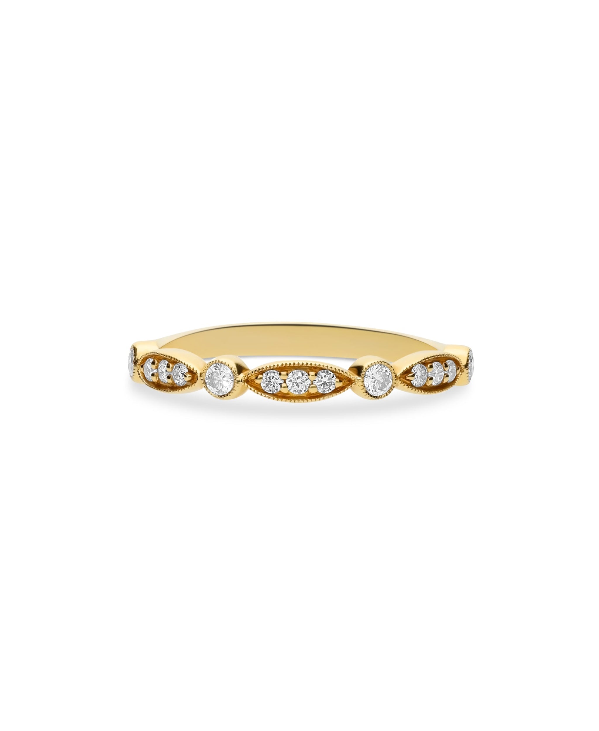 Anllo Fino Geométrico Oro Amarillo y Diamantes