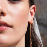 Pendientes Largos Cascada con Diamantes en Oro Rosa