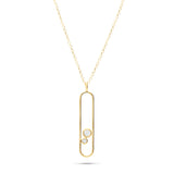 Collar con Colgante Vertical y Dos Diamantes en Oro Amarillo