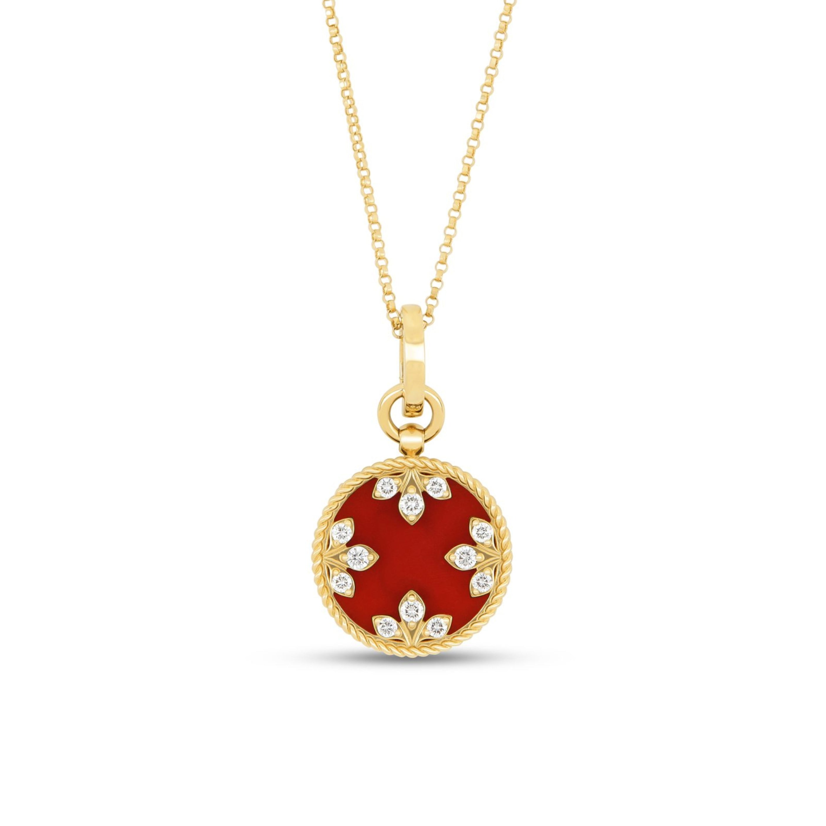 Colgante Venetian Medallions Roberto Coin en Oro Amarillo con Ágata roja y diamantes - ADV888CL2411_Y_045.00_05