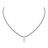 Collar Cordón Negro Con Pavé Messika Care(s) Oro Blanco | 14142-WG