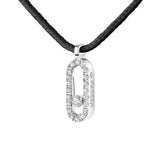 Collar Cordón Negro Con Pavé Messika Care(s) Oro Blanco | 14142-WG