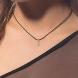 Collar Cordón Negro Con Pavé Messika Care(s) Oro Blanco | 14142-WG