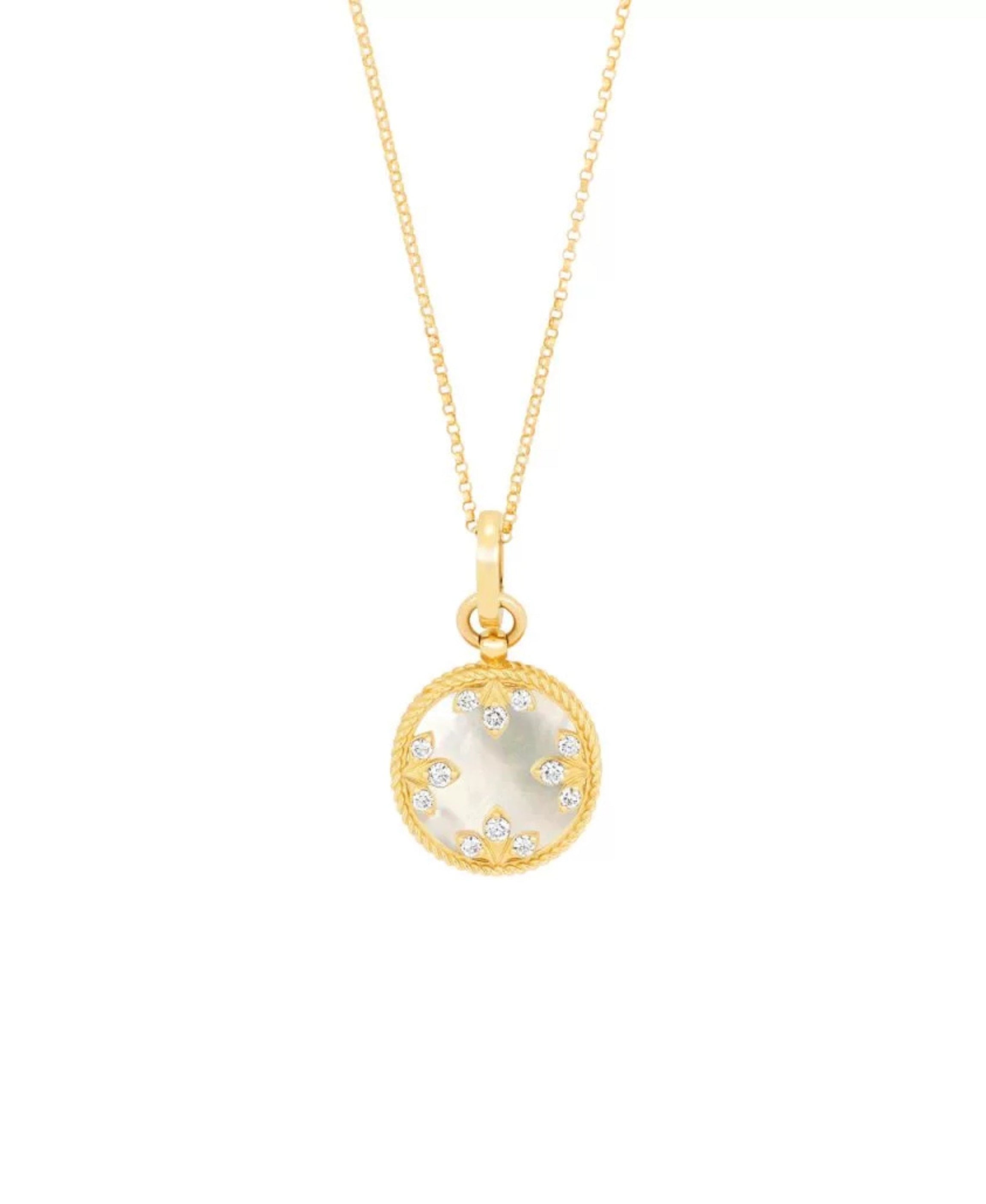 Collar Venetian Medallions en oro amarillo de 18 quilates con nácar y diamantes